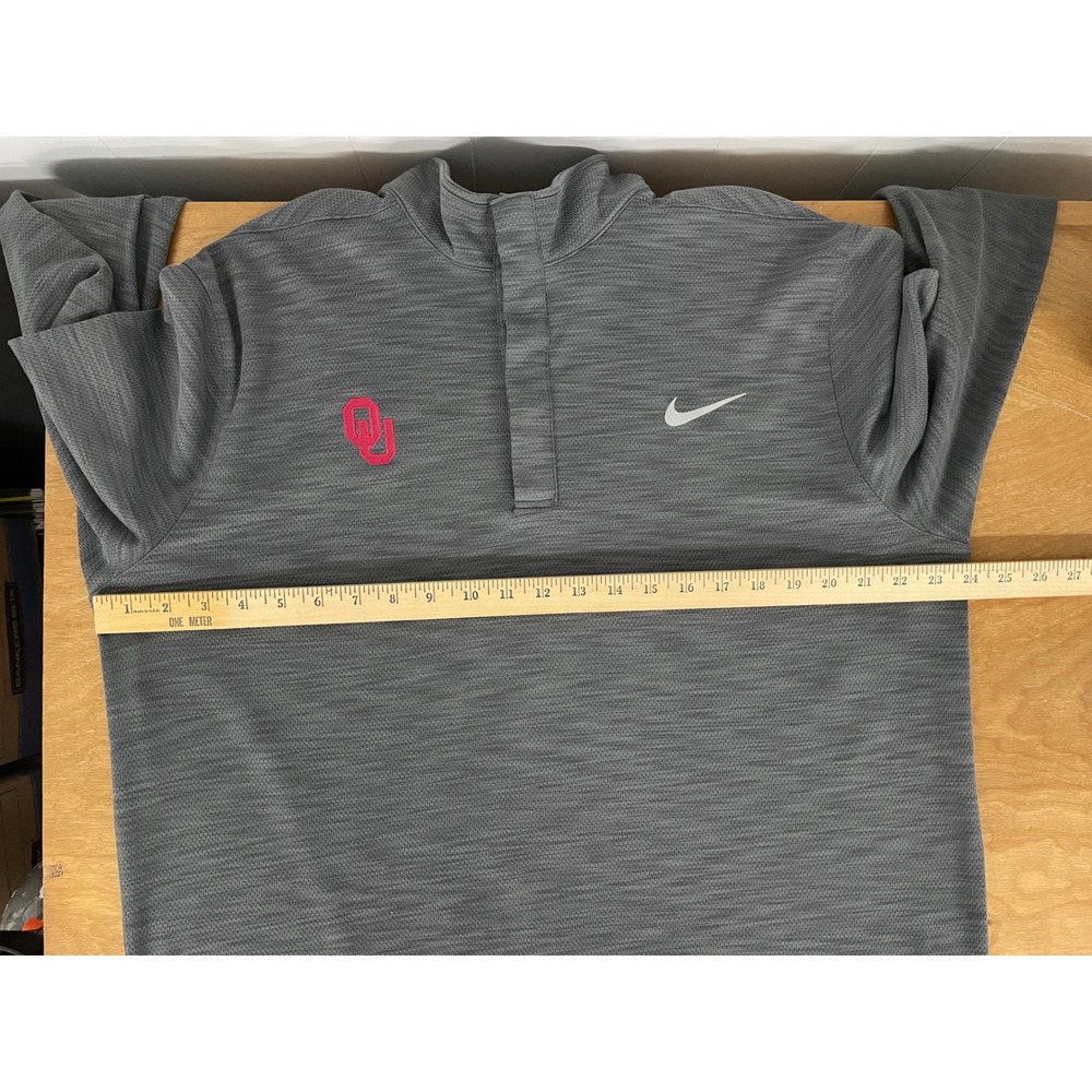 Nike Golf Oklahoma Sooners Mens XL Gray Dri-FIT Quarter Snap Pullover Jacket OU - Picture 6 of 7